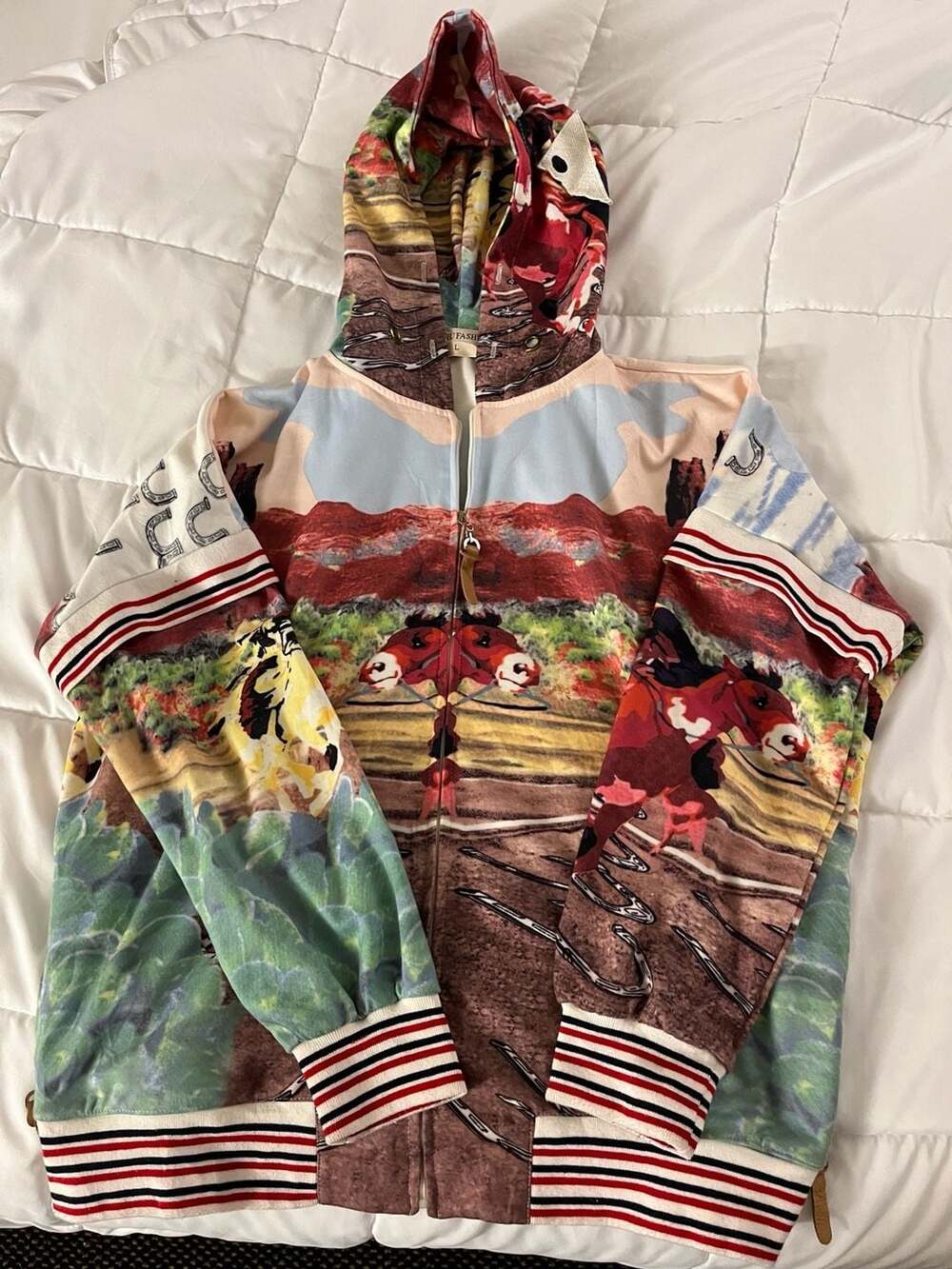 WU NIU FASHION Western Cowboys Desert Scene Zip-Up Hoodie